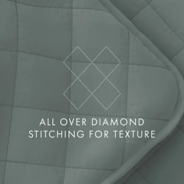 Quilts-Kirkland's Home Stitched Diamond 3-Pc. King Quilt Set Green