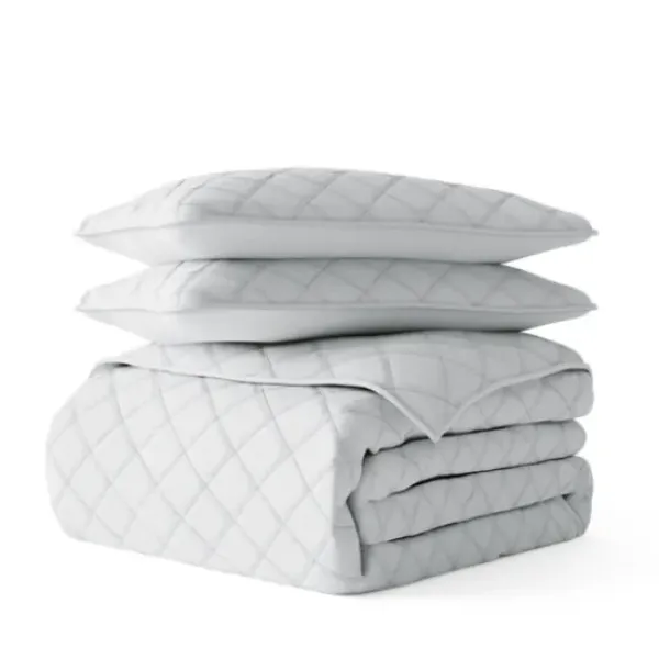 Quilts-Kirkland's Home Stitched Diamond 3-Pc. Queen Quilt Set Gray