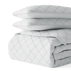 Quilts-Kirkland's Home Stitched Diamond 3-Pc. Queen Quilt Set Gray