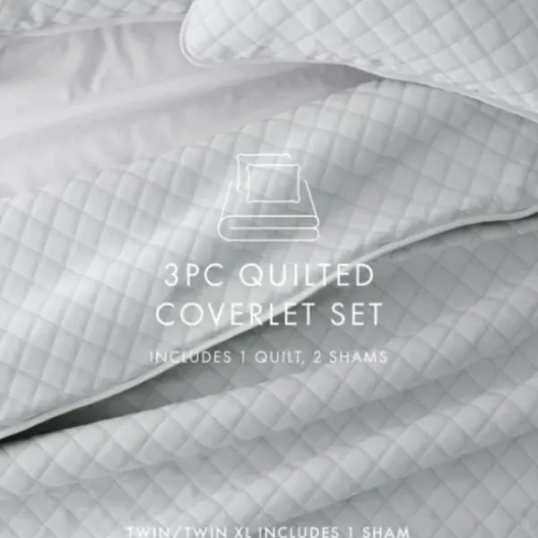 Quilts-Kirkland's Home Stitched Diamond 3-Pc. Queen Quilt Set Gray