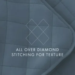 Quilts-Kirkland's Home Stitched Diamond 3-Pc. Queen Quilt Set Blue