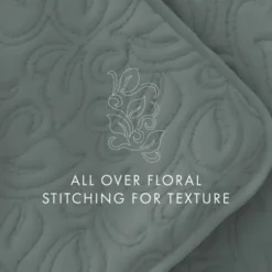 Quilts-Kirkland's Home Stitched Floral 2-Pc. Twin Quilt Set Green