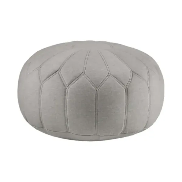 Benches & Ottomans-Kirkland's Home Stitched Round Ottoman Gray