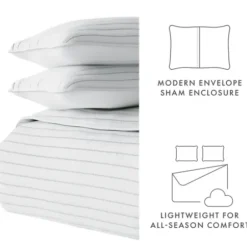 Quilts-Kirkland's Home Stitched Stripes 3-Pc. King Quilt Set Gray