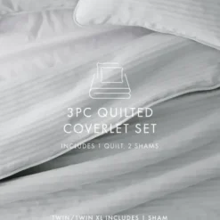 Quilts-Kirkland's Home Stitched Stripes 3-Pc. King Quilt Set Gray