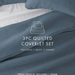 Quilts-Kirkland's Home Stitched Stripes 3-Pc. King Quilt Set Blue