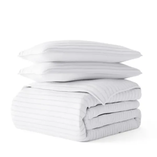 Quilts-Kirkland's Home Stitched Stripes 3-Pc. King Quilt Set White