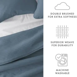Quilts-Kirkland's Home Stitched Stripes 3-Pc. Queen Quilt Set Blue