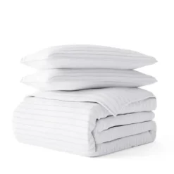 Quilts-Kirkland's Home Stitched Stripes 3-Pc. Queen Quilt Set White