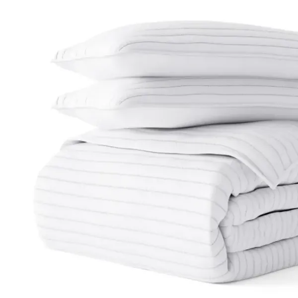 Quilts-Kirkland's Home Stitched Stripes 3-Pc. Queen Quilt Set White