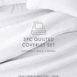 Quilts-Kirkland's Home Stitched Stripes 3-Pc. Queen Quilt Set White