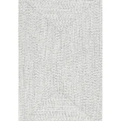 Outdoor Rugs-Kirkland's Home Stone And White Rugby Stripe Outdoor Area Rug, 4X6 Gray/White