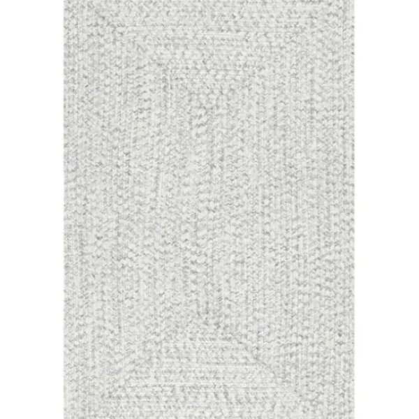 Outdoor Rugs-Kirkland's Home Stone And White Rugby Stripe Outdoor Area Rug, 4X6 Gray/White