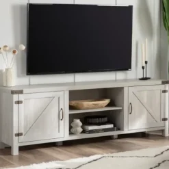 Tv Stands & Media Consoles-Kirkland's Home Stone Barn Door Tv Stand Gray