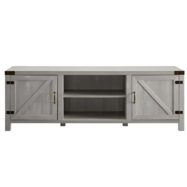 Tv Stands & Media Consoles-Kirkland's Home Stone Barn Door Tv Stand Gray