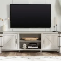 Tv Stands & Media Consoles-Kirkland's Home Stone Barn Door Tv Stand Gray