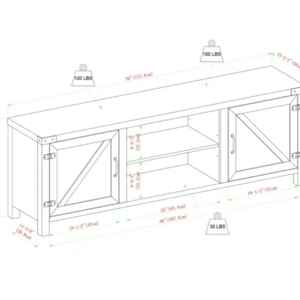 Tv Stands & Media Consoles-Kirkland's Home Stone Barn Door Tv Stand Gray