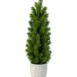 Trees & Topiaries-Kirkland's Home Stone Base Fir Mini Potted Christmas Tree Green/Gray