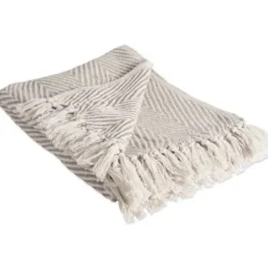 Blankets & Throws-Kirkland's Home Stone Chevron And Fringe Throw Brown