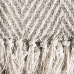 Blankets & Throws-Kirkland's Home Stone Chevron And Fringe Throw Brown