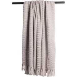 Blankets & Throws-Kirkland's Home Stone Chevron And Fringe Throw Brown