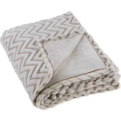 Blankets & Throws-Kirkland's Home Stone Chevron Plush Throw Tan