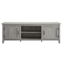 Tv Stands & Media Consoles-Kirkland's Home Stone Grooved Door Modern Farmhouse Tv Stand Gray