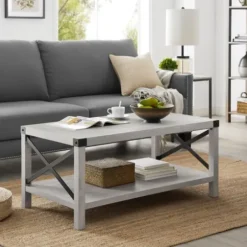 Coffee Tables-Kirkland's Home Stone Modern Farmhouse Coffee Table Gray