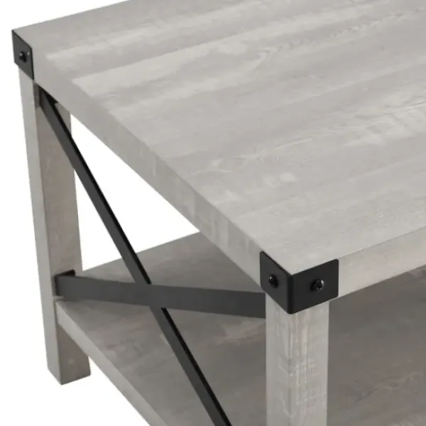 Coffee Tables-Kirkland's Home Stone Modern Farmhouse Coffee Table Gray