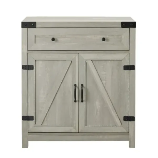 Cabinets & Sideboards-Kirkland's Home Stone Rustic Barndoor Cabinet Gray