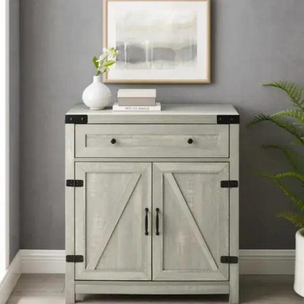 Cabinets & Sideboards-Kirkland's Home Stone Rustic Barndoor Cabinet Gray
