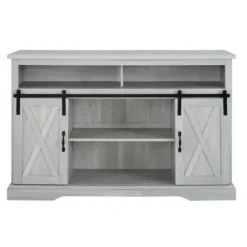 Tv Stands & Media Consoles-Kirkland's Home Stone Sliding Barn Door Highboy Tv Stand Gray