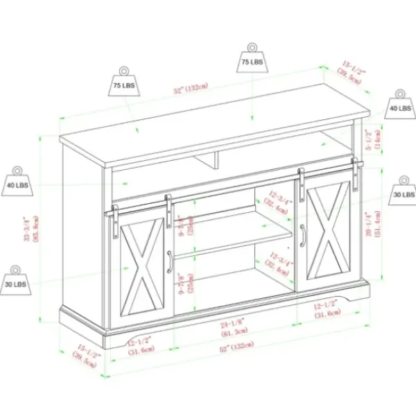 Tv Stands & Media Consoles-Kirkland's Home Stone Sliding Barn Door Highboy Tv Stand Gray