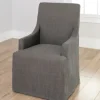 Dining Chairs-Kirkland's Home Stone Slipcover Captain Dining Chair Gray