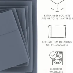 Bed Sheets-Kirkland's Home Stone Ultra Soft 4-Pc. Twin Xl Sheet Set Gray