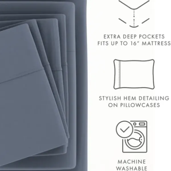 Bed Sheets-Kirkland's Home Stone Ultra Soft 4-Pc. Twin Xl Sheet Set Gray