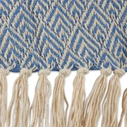 Blankets & Throws-Kirkland's Home Stone Wash Diamond Fringe Throw Blue