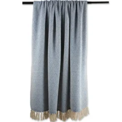 Blankets & Throws-Kirkland's Home Stone Wash Diamond Fringe Throw Blue