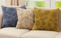 Pillows-Kirkland's Home Stone Wash Embroidered Blossom Throw Pillow Tan