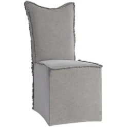 Dining Chairs-Kirkland's Home Stonewash Fringe Slipcover Dining Chairs, Set Of 2 Gray