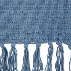 Blankets & Throws-Kirkland's Home Stonewash Ribbed Fringe Throw Blue