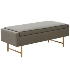 Benches & Ottomans-Kirkland's Home Storage Bench With Brown Metal Legs Gray