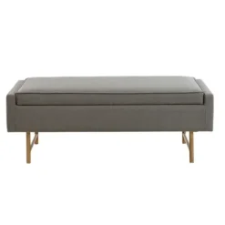 Benches & Ottomans-Kirkland's Home Storage Bench With Brown Metal Legs Gray