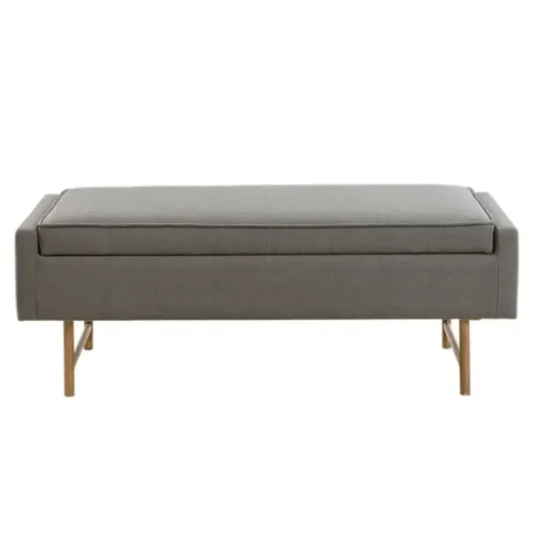 Benches & Ottomans-Kirkland's Home Storage Bench With Brown Metal Legs Gray