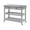 Kitchen Islands & Bar Carts-Kirkland's Home Storm Sonoma Stainless Steel Top Kitchen Cart Gray