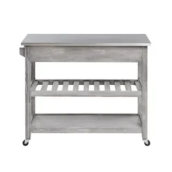 Kitchen Islands & Bar Carts-Kirkland's Home Storm Sonoma Stainless Steel Top Kitchen Cart Gray