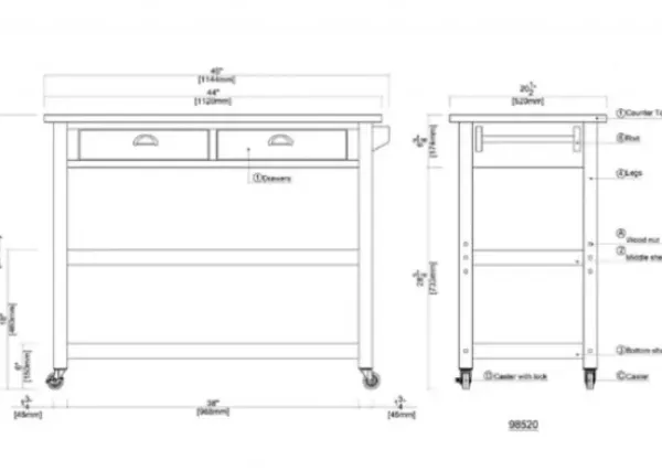 Kitchen Islands & Bar Carts-Kirkland's Home Storm Sonoma Stainless Steel Top Kitchen Cart Gray