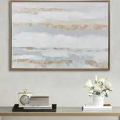 Framed Art-Kirkland's Home Strato Hand Embellished Gold Foil Framed Art Print Gray/White/Gold