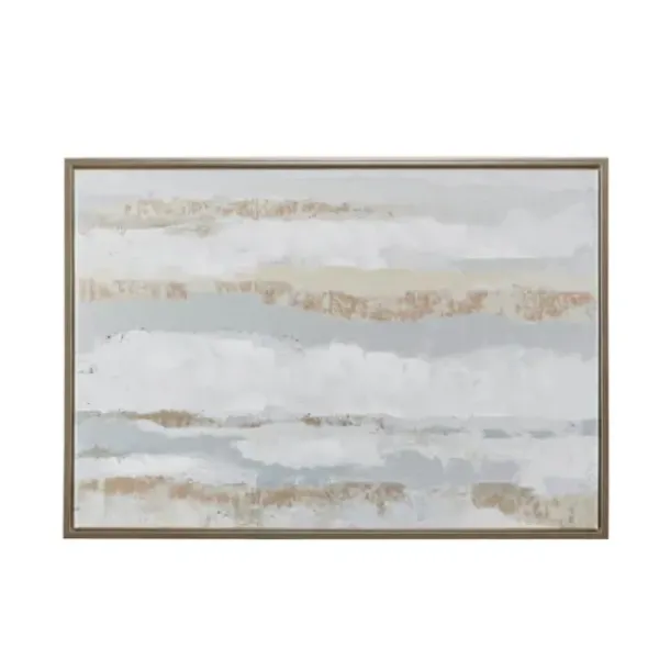 Framed Art-Kirkland's Home Strato Hand Embellished Gold Foil Framed Art Print Gray/White/Gold