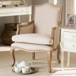 Accent Chairs-Kirkland's Home Streaked Antique Accent Chair Ivory